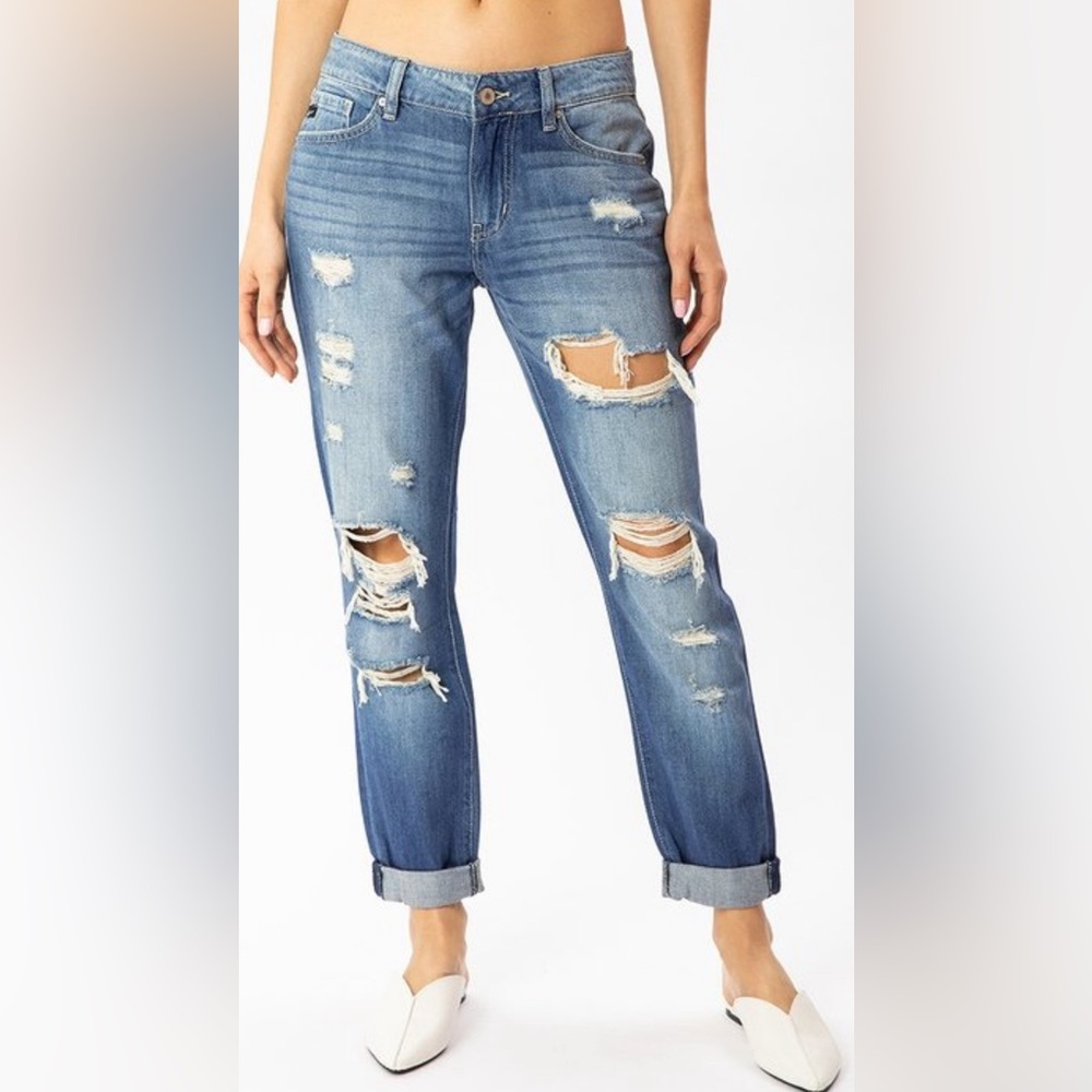KANCAN Relaxed boyfriend distressed Ankle‎ jeans. Midrise. Size 9/28